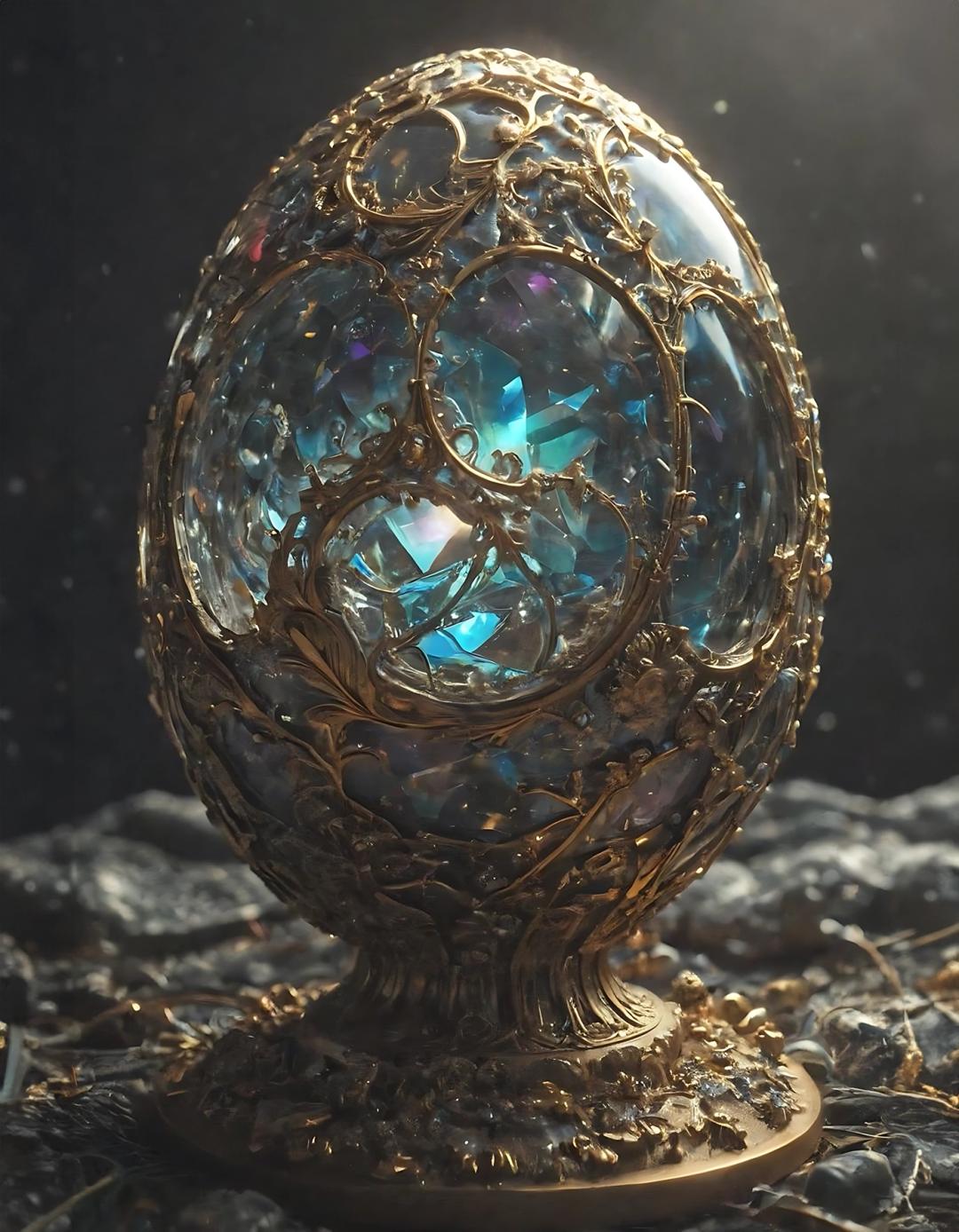 Crystal Egg with Gold Cover on it