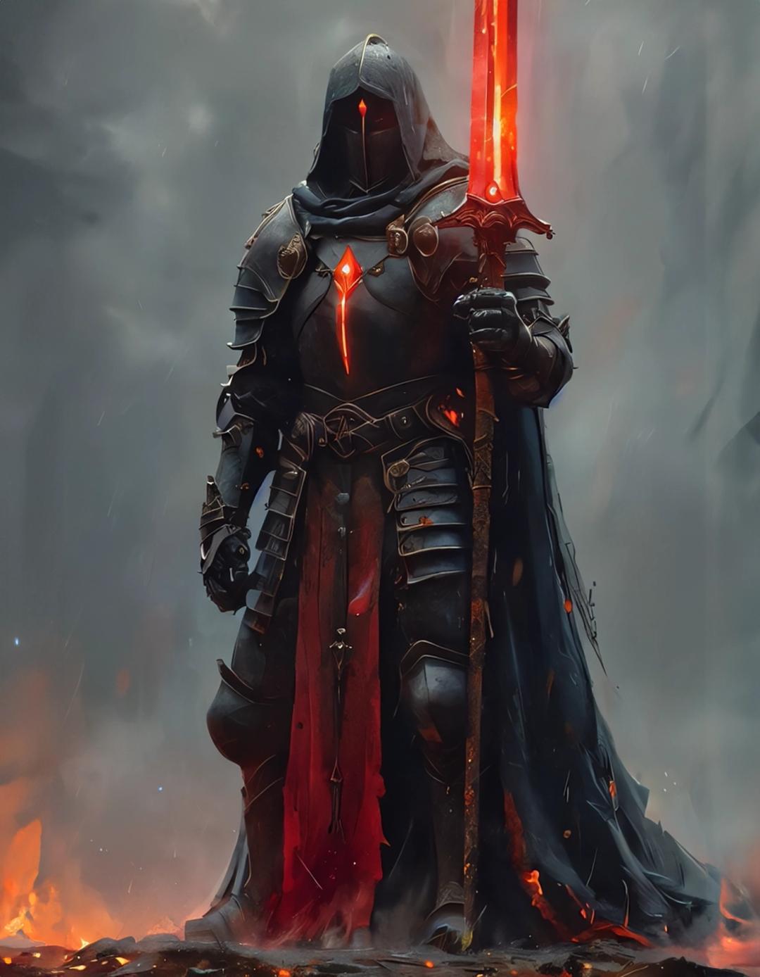 Darknight with red glowing spear