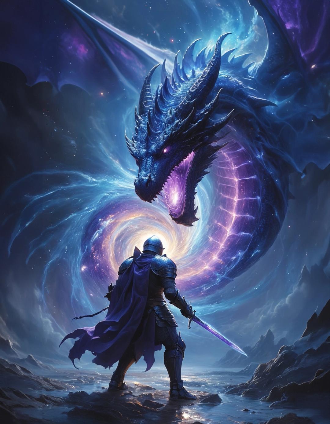 warrior facing to dragon cosmic