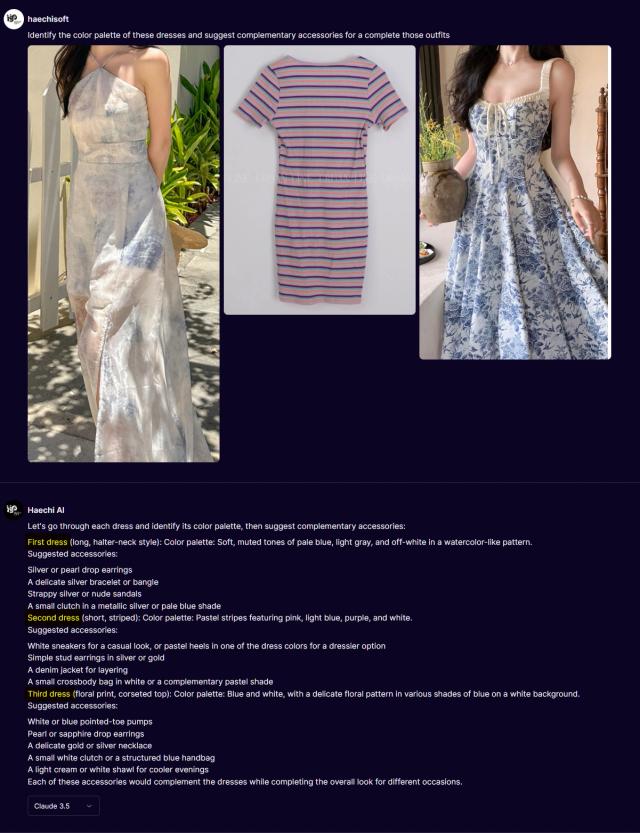 compare and suggest accesories for dresses